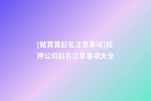 [豬寶寶起名注意事項]抵押公司起名注意事項大全-第1張-公司起名-玄機派